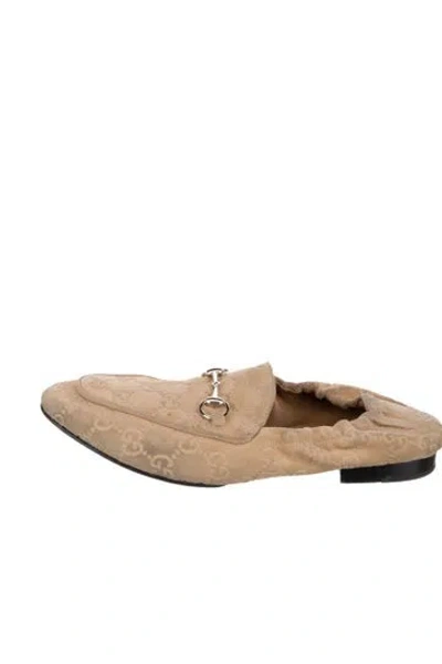 Pre-owned Gucci Suede Graphic Print Loafers In Neutrals