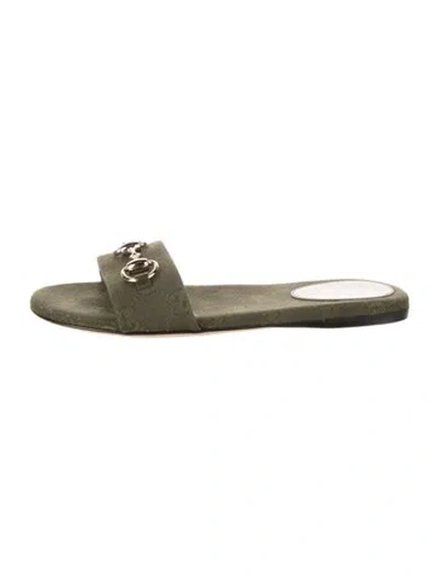 Pre-owned Gucci Suede Graphic Print Slides In Multicolor