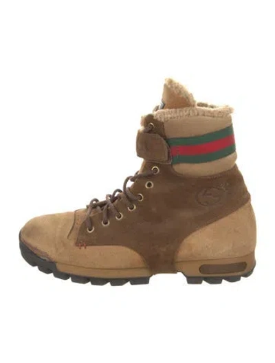 Pre-owned Gucci Suede Hiking Boots In Brown