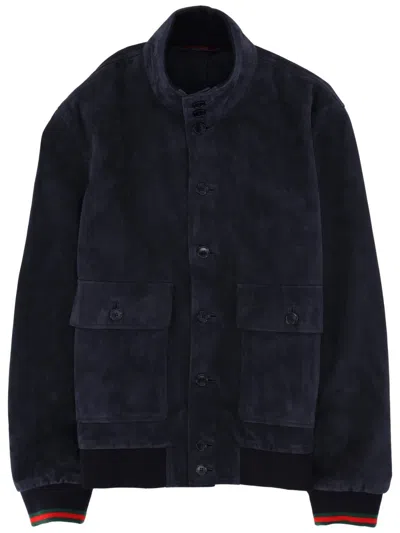 Gucci Suede Jacket In Blue