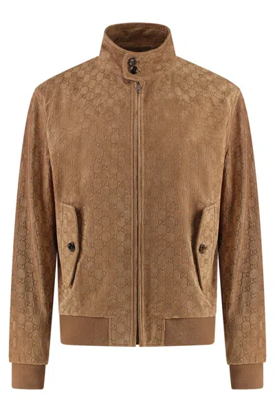Gucci Suede Jacket In Brown