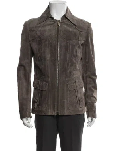 Pre-owned Gucci Suede Jacket In Gray