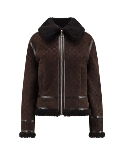 GUCCI SUEDE JACKET WITH GG MOTIF