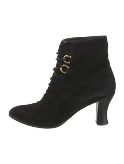 Pre-owned Gucci Suede Lace-up Boots In Black