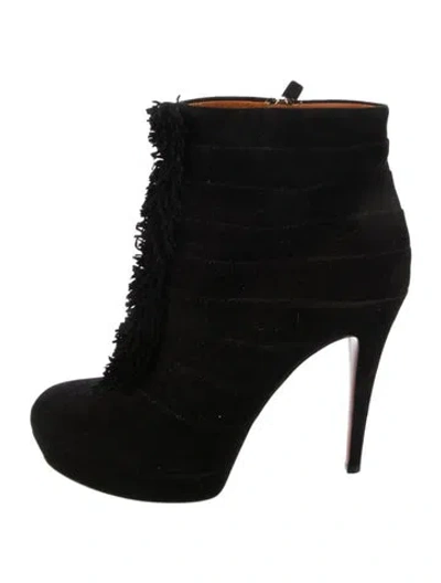 Pre-owned Gucci Suede Lace-up Boots In Black