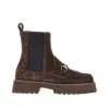 Gucci Suede Leather Ankle Boots With Horsebit In Brown