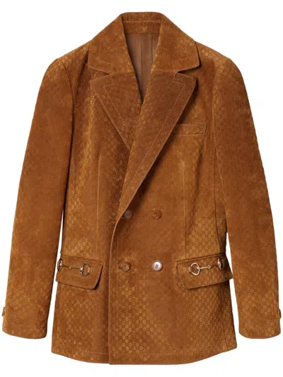 GUCCI GUCCI SUEDE LEATHER DOUBLE-BREASTED JACKET