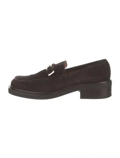 Pre-owned Gucci Suede Loafers In Brown