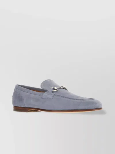 Gucci Suede Loafers With Metal Detail And Round Toe