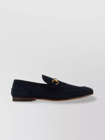 GUCCI SUEDE LOAFERS WITH ROUND TOE AND METAL HORSEBIT