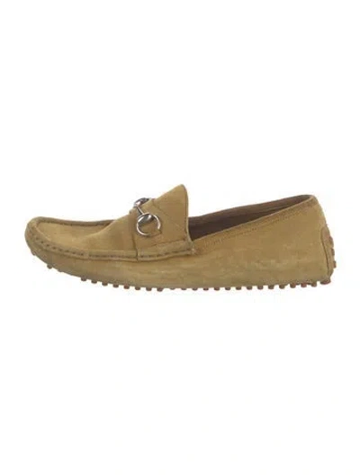 Pre-owned Gucci Suede Loafers In Yellow