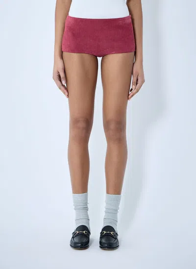 Gucci Suede Mini Shorts In Red
