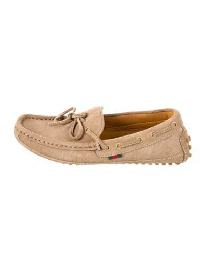 Pre-owned Gucci Babies' Suede Moccasins In Neutral