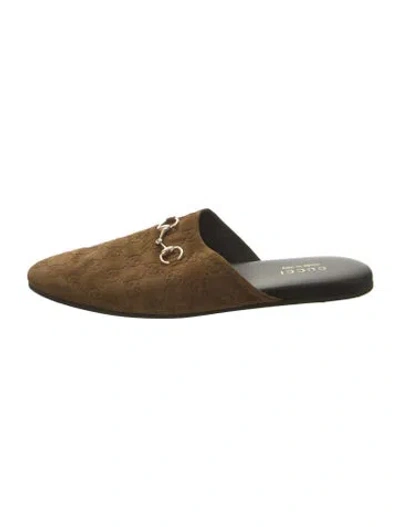 Pre-owned Gucci Suede Mules In Green