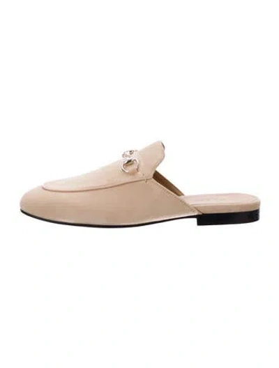 Pre-owned Gucci Suede Mules In Neutrals