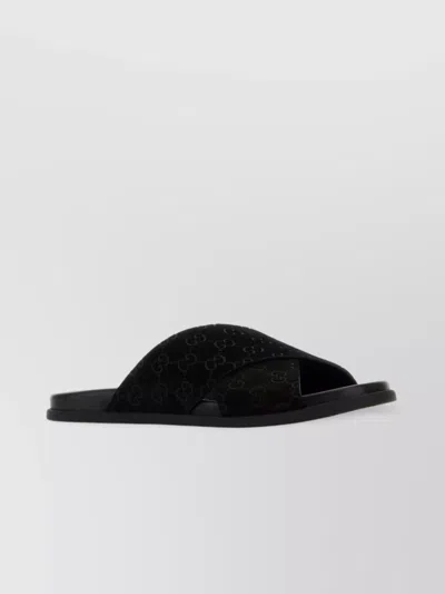 GUCCI SUEDE OPEN TOE SLIPPERS
