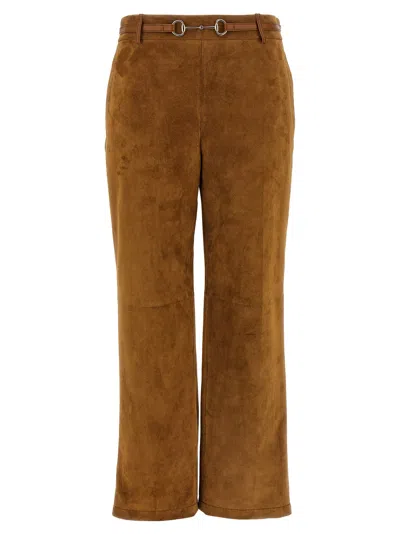 Gucci Suede Pants In Brown