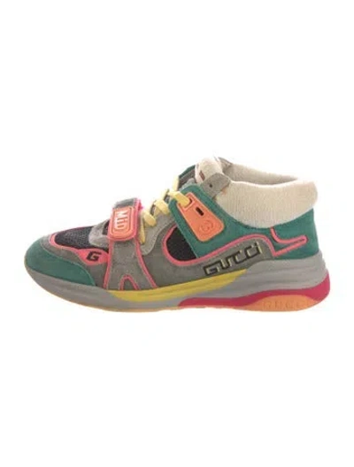 Pre-owned Gucci Suede Patterned Sneakers In Gray