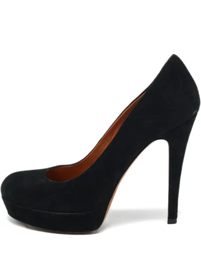 Pre-owned Gucci Suede Platform Heeled Pumps In Black