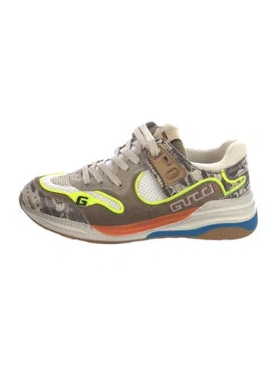 Pre-owned Gucci Suede Printed Sneakers In Neutral
