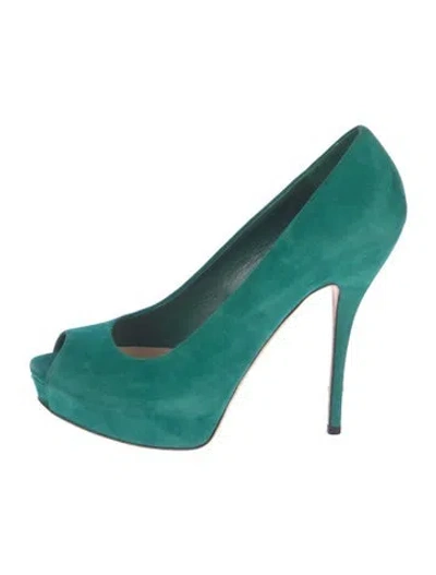Pre-owned Gucci Suede Pumps In Green
