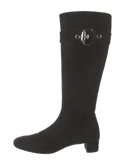 Pre-owned Gucci Suede Riding Boots In Black