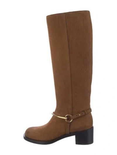 Pre-owned Gucci Suede Riding Boots In Brown