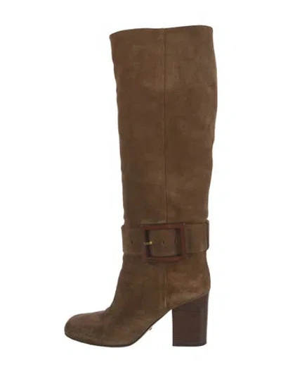 Pre-owned Gucci Suede Riding Boots In Brown