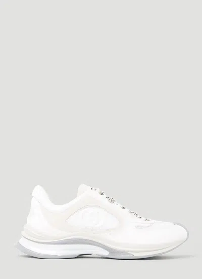 Gucci Suede Run Logo Embossed Sneakers In White