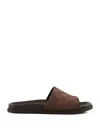 Gucci Brown Suede Open-toe Sandals With Logo Pattern