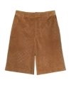 Gucci Embossed Gg Suede Shorts In Brown