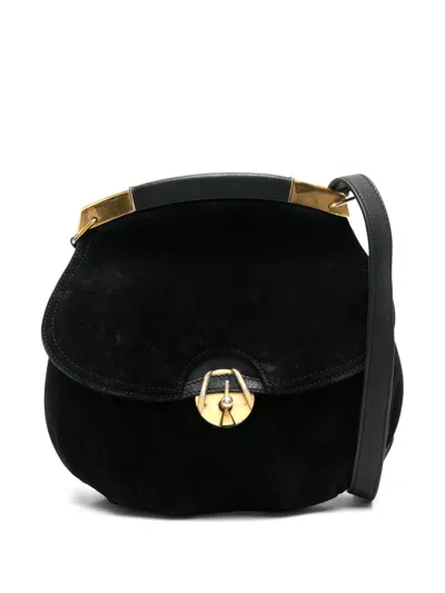Pre-owned Gucci Suede Shoulder Bag In Black