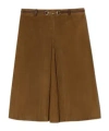 Gucci Women Suede Skirt With Horsebit Detail In Brown