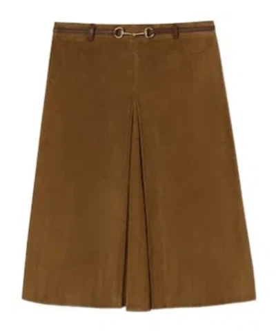 Gucci Suede Skirt With Horsebit