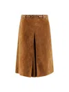 Gucci Women Suede Skirt With Horsebit Detail In Multi