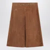 Gucci Brown Suede Skirt With Horsebit Detail Women In Brown