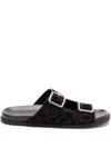 Gucci Rhein Open Suede Leather Sandals In Black