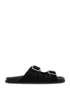 Gucci Rhein Open Suede Leather Sandals In Black