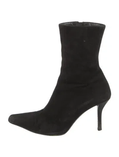 Pre-owned Gucci Suede Sock Boots In Black