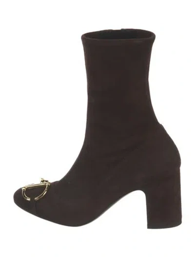 Pre-owned Gucci Suede Sock Boots In Brown