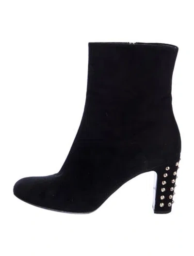 Pre-owned Gucci Suede Studded Accents Boots In Black
