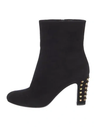 Pre-owned Gucci Suede Studded Accents Boots In Black