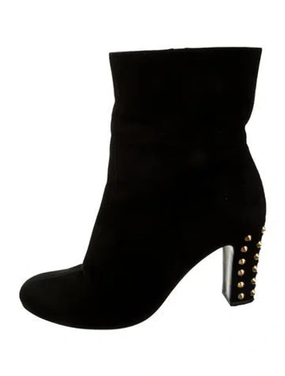 Pre-owned Gucci Suede Studded Accents Boots In Black