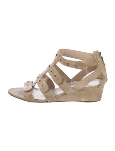 Pre-owned Gucci Suede Studded Accents Gladiator Sandals In Neutral