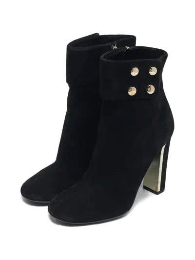 Pre-owned Gucci Suede Studded Boots In Black