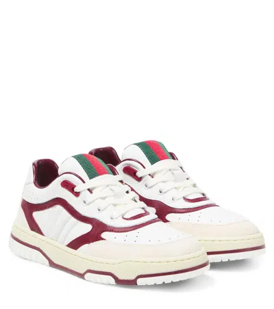 Gucci Kids' Suede-trimmed Leather Sneakers In Multi