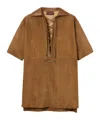 Gucci Suede V-neck Dress With Horsebit In Multi