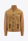 Gucci Wed Suede Bomber Jacket In Beige