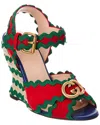 Gucci Dnu  Suede Wedge Sandal In Red