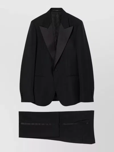 Gucci Suit Jacket Notched Lapel Satin Detail In Black